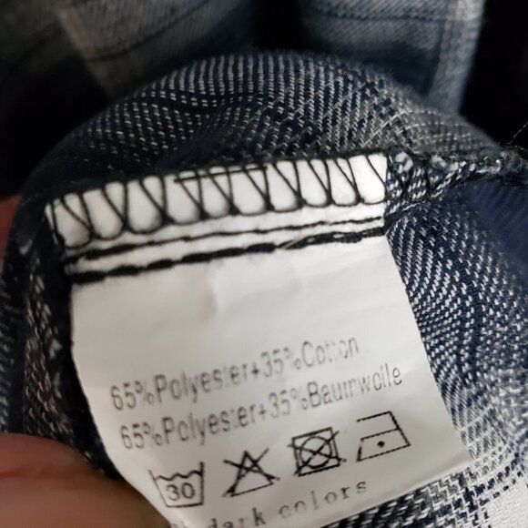 Kate Kasin Flannel Tunic Popover Shirt Dress Blue Gray Plaid Womens Size Small - Picture 5 of 6